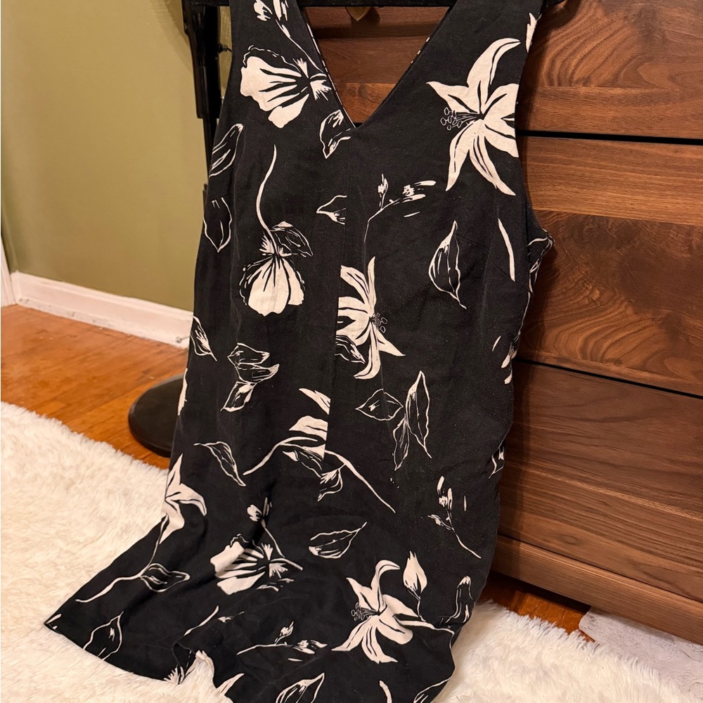 Floral Black and White Mini Dress